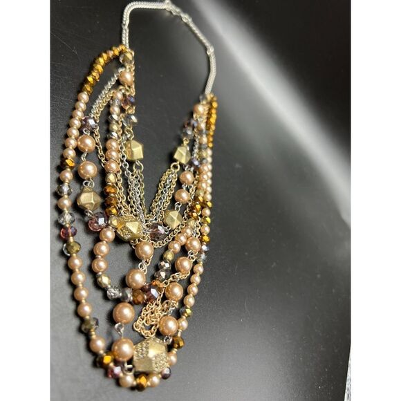 Brown Crystal Multistrand Necklace - Picture 6 of 7
